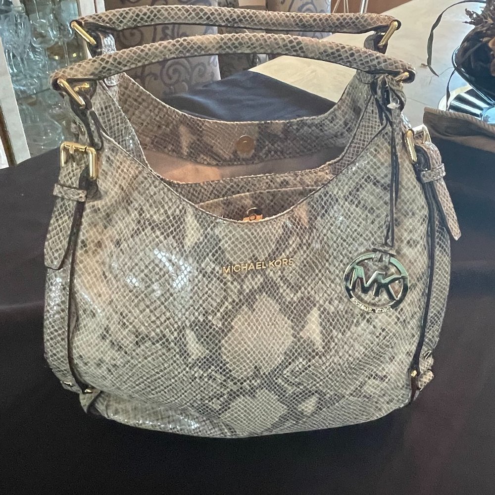 Michael Kors Leather Animal Print Handbag